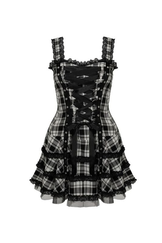 Robe courte  de Hell Bunny - Harley Dress - XS à XXL - pour Femme - noir/gris/blanc - hell bunny