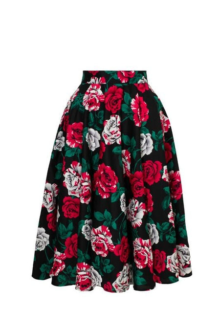 Jupe mi-longue Rockabilly de Hell Bunny - Paint Me Roses - Jupe - XS à L - pour Femme - multicolore - hell bunny
