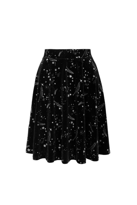 Jupe mi-longue Rockabilly de Hell Bunny - Cosmic Dust Skirt - XS à XL - pour Femme - noir/blanc - hell bunny