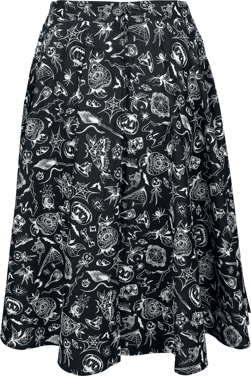 Jupe mi-longue Rockabilly de Hell Bunny - Mischief Skirt - XS à 4XL - pour Femme - noir/blanc - hell bunny - View 2