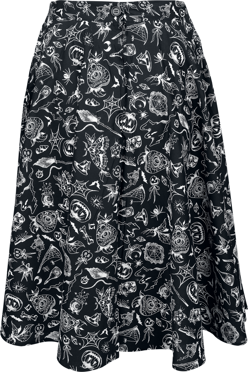 Jupe mi-longue Rockabilly de Hell Bunny - Mischief Skirt - XS à 4XL - pour Femme - noir/blanc - hell bunny - View 2