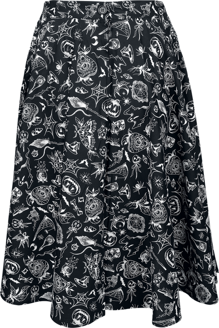 Jupe mi-longue Rockabilly de Hell Bunny - Mischief Skirt - XS à 4XL - pour Femme - noir/blanc - hell bunny - View 2