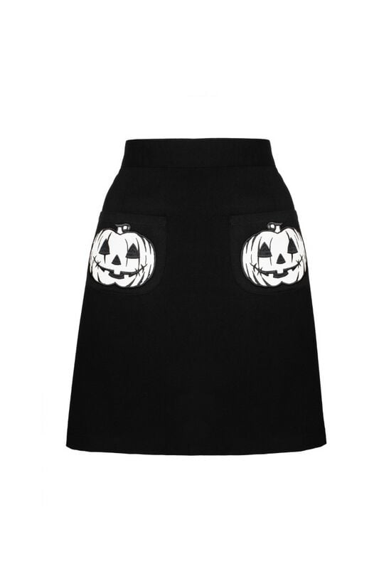 Jupe courte Gothic de Hell Bunny - Skelli Skirt - XS à XXL - pour Femme - noir/blanc - hell bunny