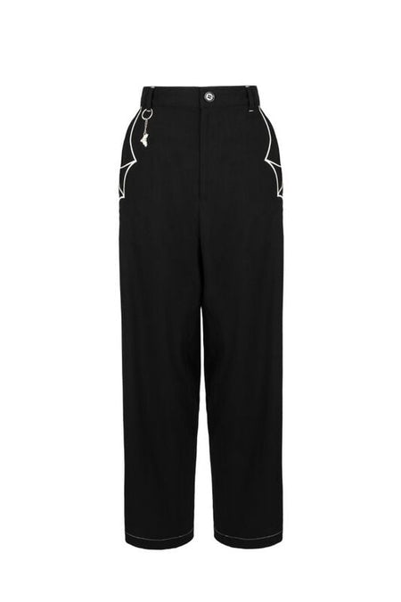Pantalon en toile Gothic de Hell Bunny - Drusilla Trousers - XS à XL - pour Femme - noir/blanc - hell bunny