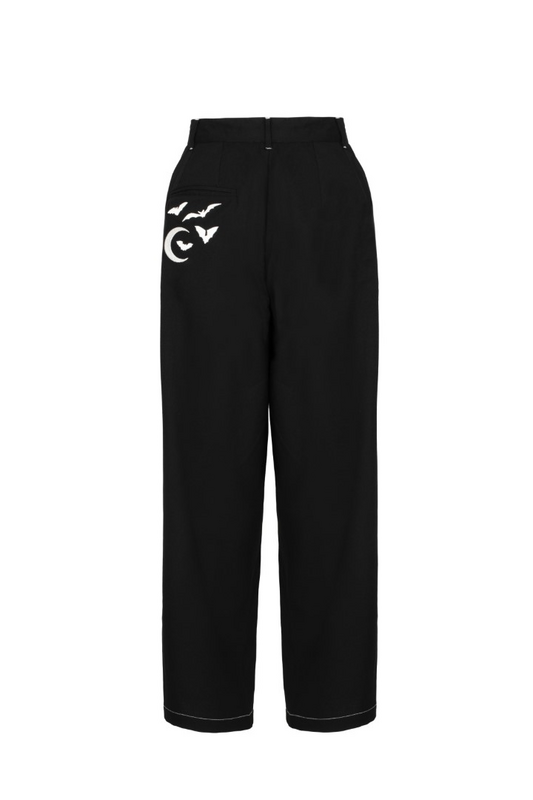 Pantalon en toile Gothic de Hell Bunny - Drusilla Trousers - XS à XL - pour Femme - noir/blanc - hell bunny - View 2