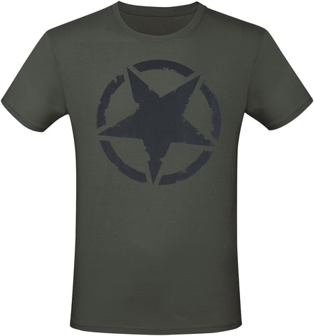 T-Shirt Manches courtes Rockabilly de Gasoline Bandit - Army Star - Olive - S à 3XL - pour Homme - olive - Gasoline Bandit