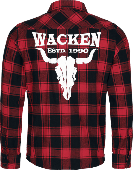 Chemise manches longues  de Wacken Open Air - Wacken - S à 5XL - pour Homme - rouge/noir - Wacken Open Air - View 2