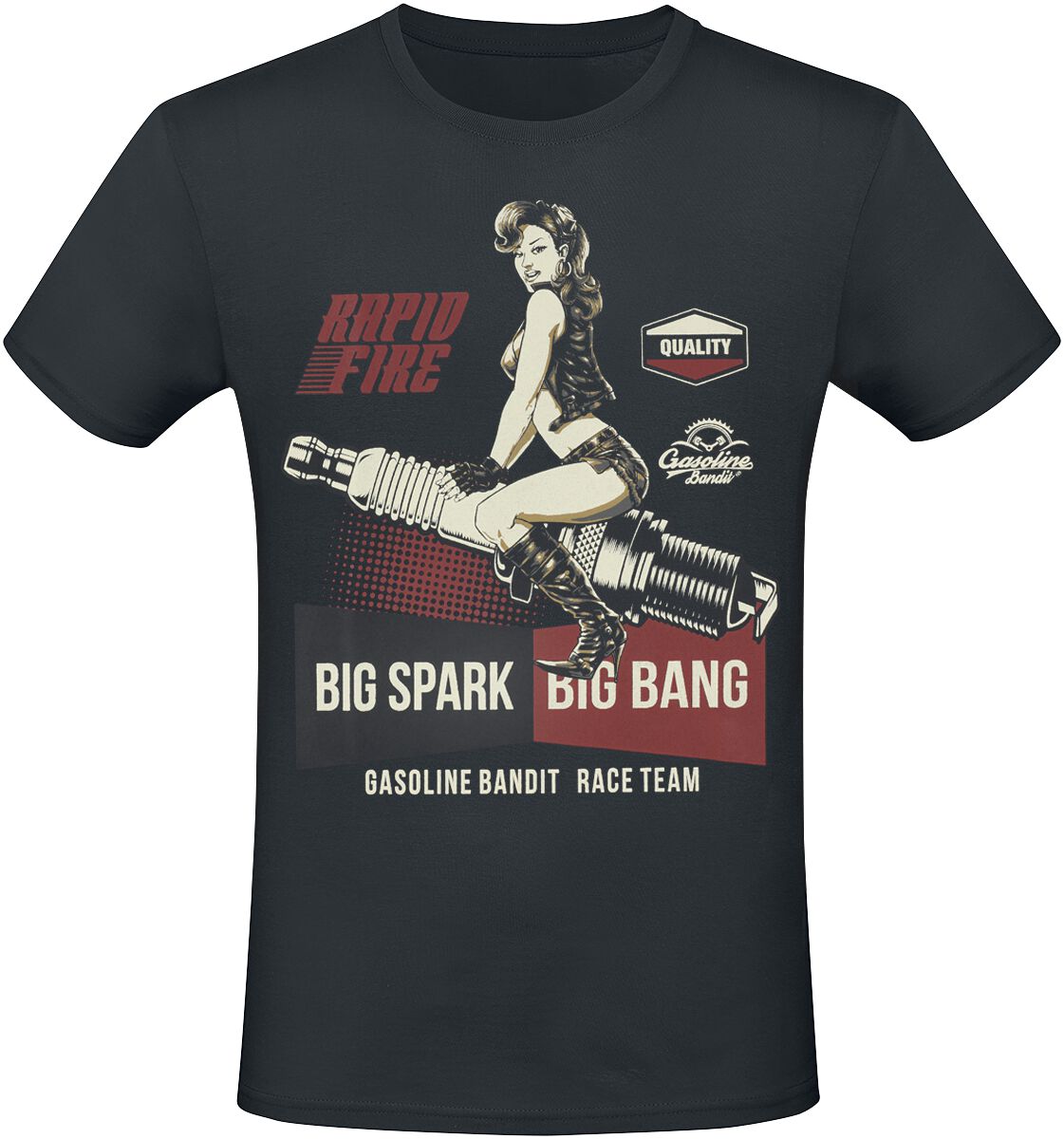 T-Shirt Manches courtes Rockabilly de Gasoline Bandit - Big Spark - S à 4XL - pour Homme - noir - Gasoline Bandit