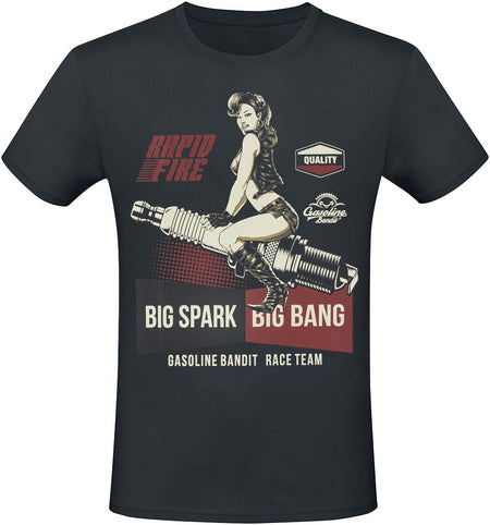 T-Shirt Manches courtes Rockabilly de Gasoline Bandit - Big Spark - S à 4XL - pour Homme - noir - Gasoline Bandit
