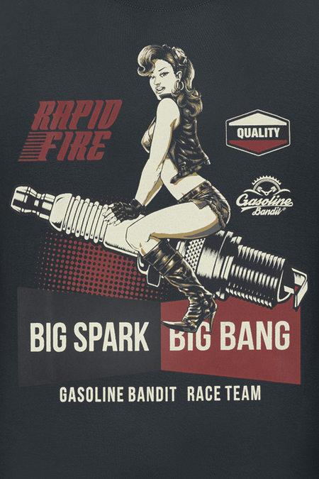 T-Shirt Manches courtes Rockabilly de Gasoline Bandit - Big Spark - S à 3XL - pour Homme - noir - Gasoline Bandit - View 2