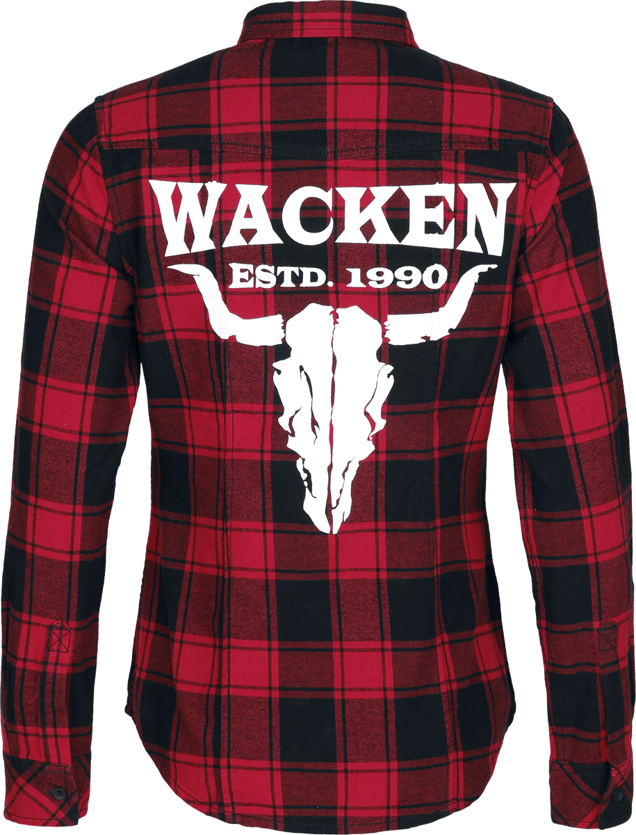 Chemise manches longues  de Wacken Open Air - Wacken - S à XXL - pour Femme - rouge/noir - Wacken Open Air - View 2