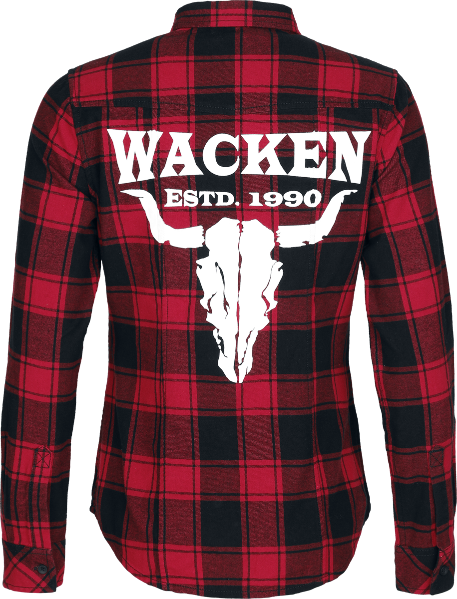 Chemise manches longues  de Wacken Open Air - Wacken - S à XXL - pour Femme - rouge/noir - Wacken Open Air - View 2