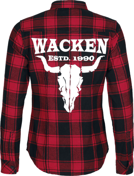 Chemise manches longues  de Wacken Open Air - Wacken - S à XXL - pour Femme - rouge/noir - Wacken Open Air - View 2