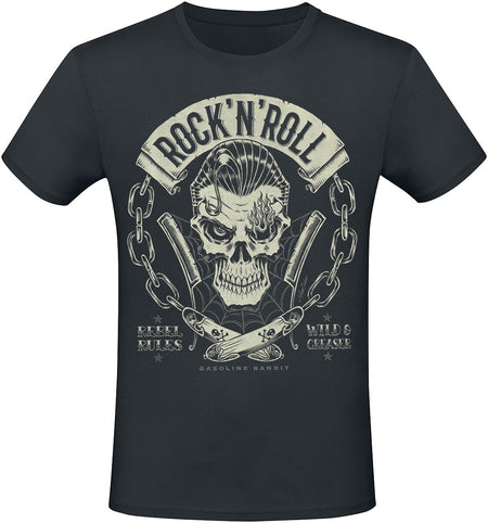 T-Shirt Manches courtes Rockabilly de Gasoline Bandit - Rebel Rules - S à 4XL - pour Homme - noir - Gasoline Bandit