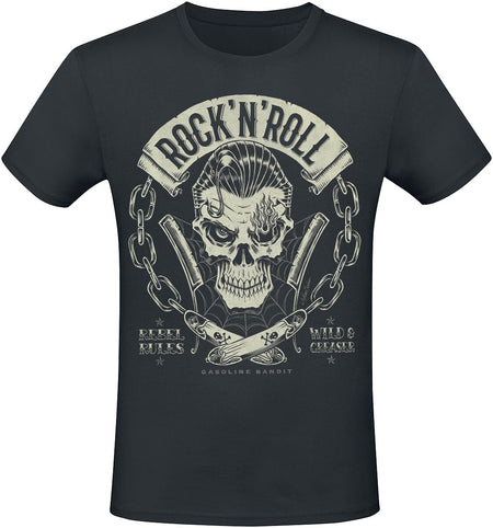 T-Shirt Manches courtes Rockabilly de Gasoline Bandit - Rebel Rules - S à 4XL - pour Homme - noir - Gasoline Bandit