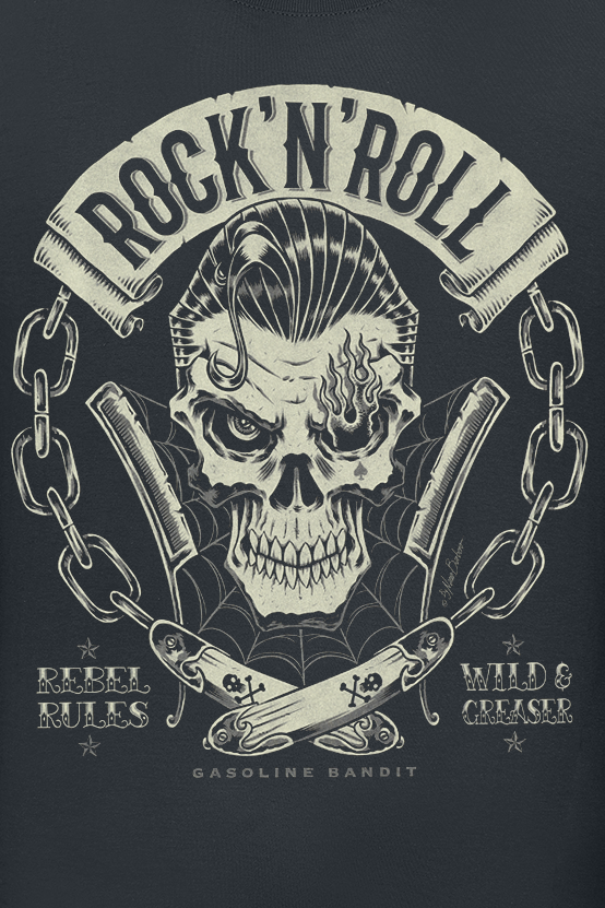T-Shirt Manches courtes Rockabilly de Gasoline Bandit - Rebel Rules - S à 4XL - pour Homme - noir - Gasoline Bandit - View 2