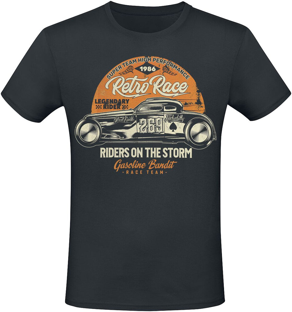 T-Shirt Manches courtes Rockabilly de Gasoline Bandit - Riders On The Storm - S à 4XL - pour Homme - noir - Gasoline Bandit