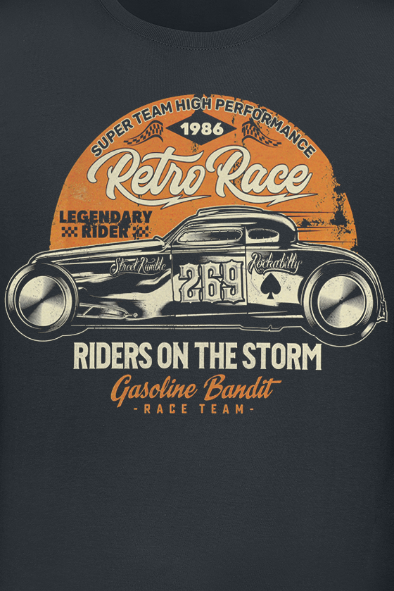 T-Shirt Manches courtes Rockabilly de Gasoline Bandit - Riders On The Storm - S à 4XL - pour Homme - noir - Gasoline Bandit - View 2