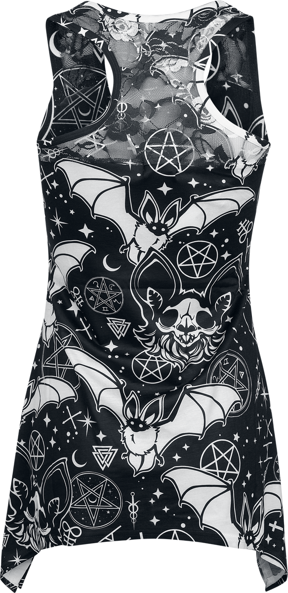 Top Gothic de Heartless - Conjure - Haut Asymétrique Dentelle - S à XL - pour Femme - noir/blanc - Heartless - View 2