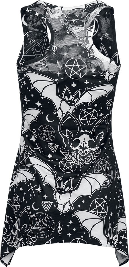 Top Gothic de Heartless - Conjure - Haut Asymétrique Dentelle - S à XL - pour Femme - noir/blanc - Heartless - View 2