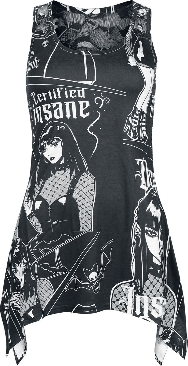 Top Gothic de Heartless - Certified - Haut Asymétrique Dentelle - L - pour Femme - noir/blanc - Heartless