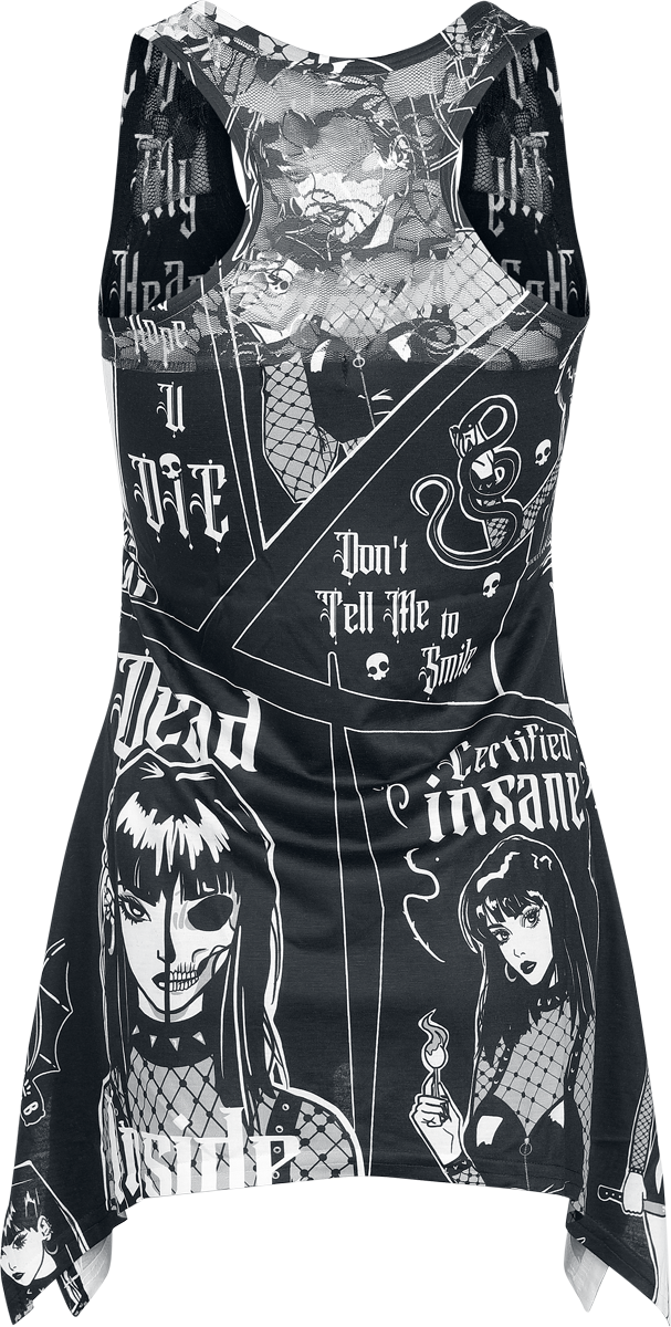Top Gothic de Heartless - Certified - Haut Asymétrique Dentelle - L - pour Femme - noir/blanc - Heartless - View 2