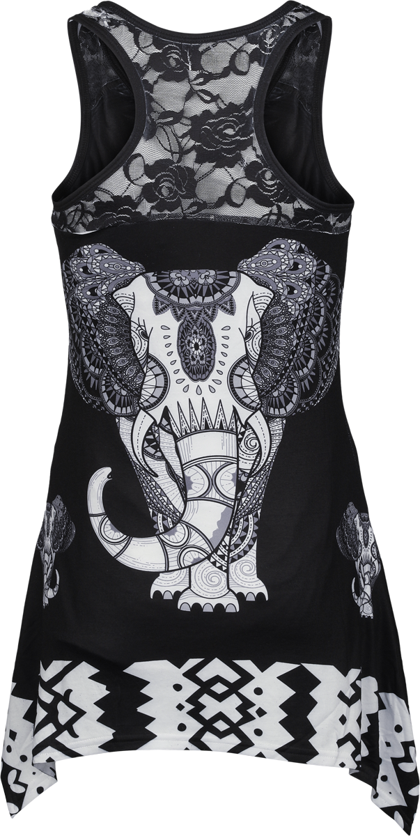 Top Gothic de Innocent - Mandala Elephant Lace Panel Vest - S à XL - pour Femme - noir/blanc - innocent - View 2
