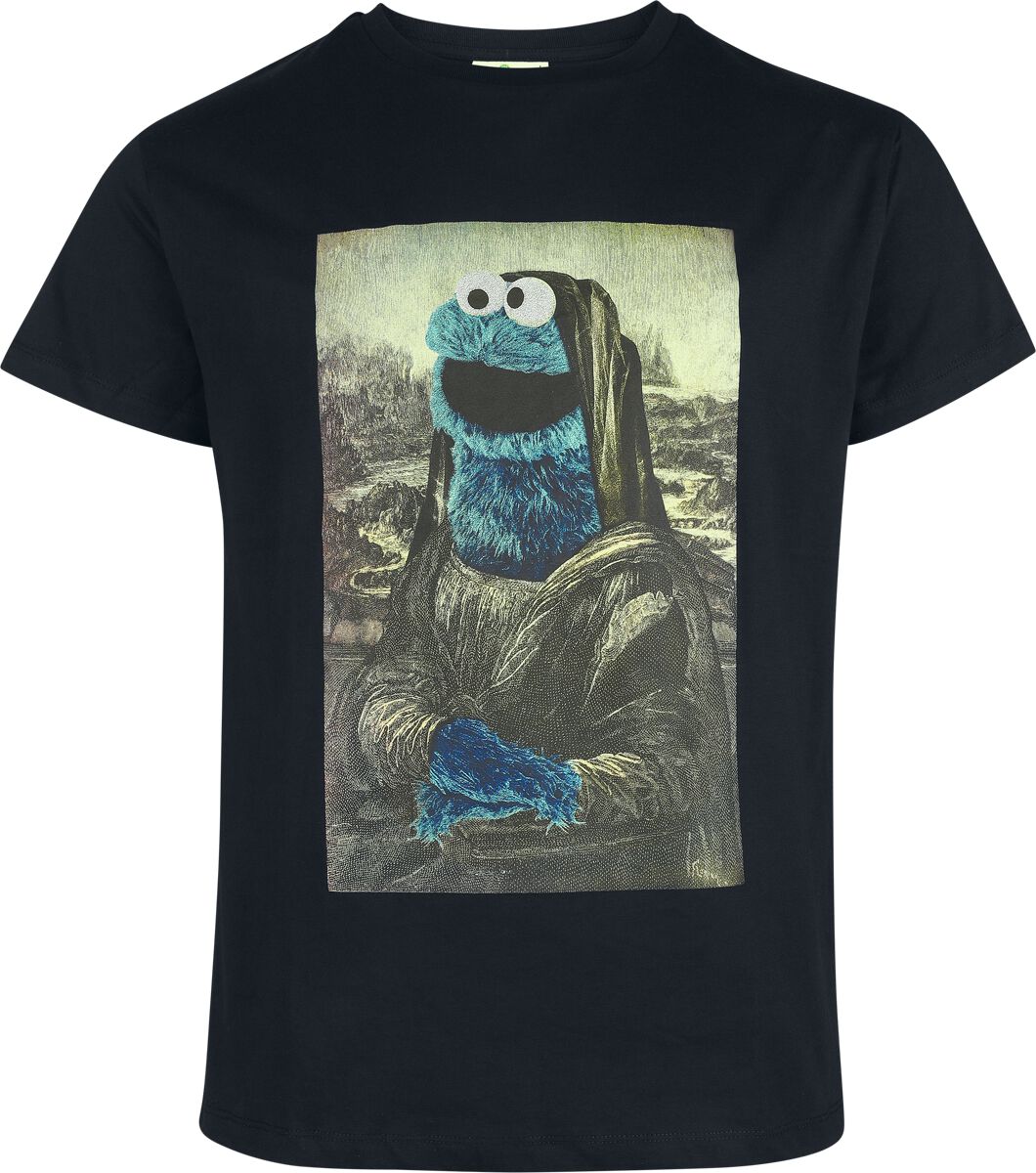 T-Shirt Manches courtes  de Sesame Street - Cookie Monster - Mona Lisa - M à 3XL - pour Homme - noir - Sesame Street