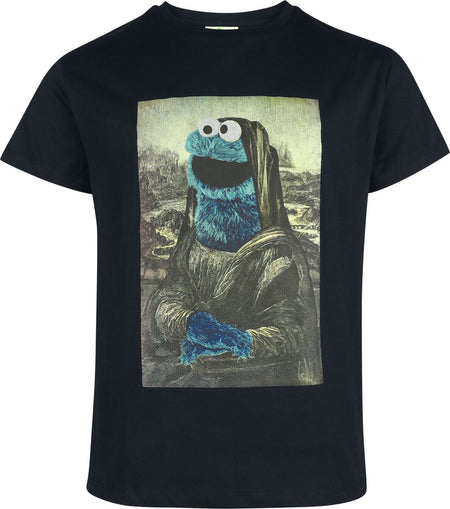 T-Shirt Manches courtes  de Sesame Street - Cookie Monster - Mona Lisa - M à 3XL - pour Homme - noir - Sesame Street