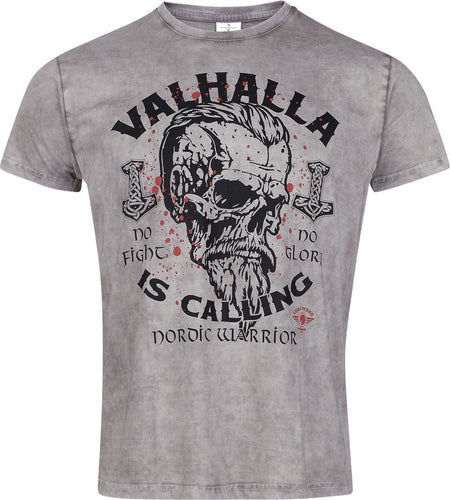 T-Shirt Manches courtes  de Lobo Negro - Valhalla Is Calling - S à 4XL - pour Homme - gris chiné - Lobo Negro