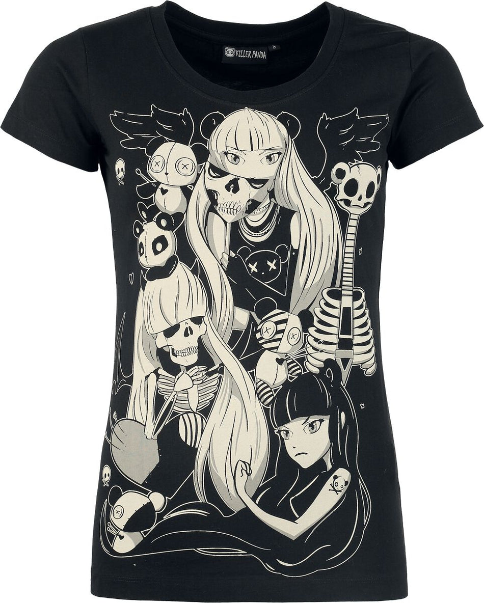 T-Shirt Manches courtes Gothic de Killer Panda - Death Metal Panda - T-shirt - XS à L - pour Femme - noir - Killer Panda