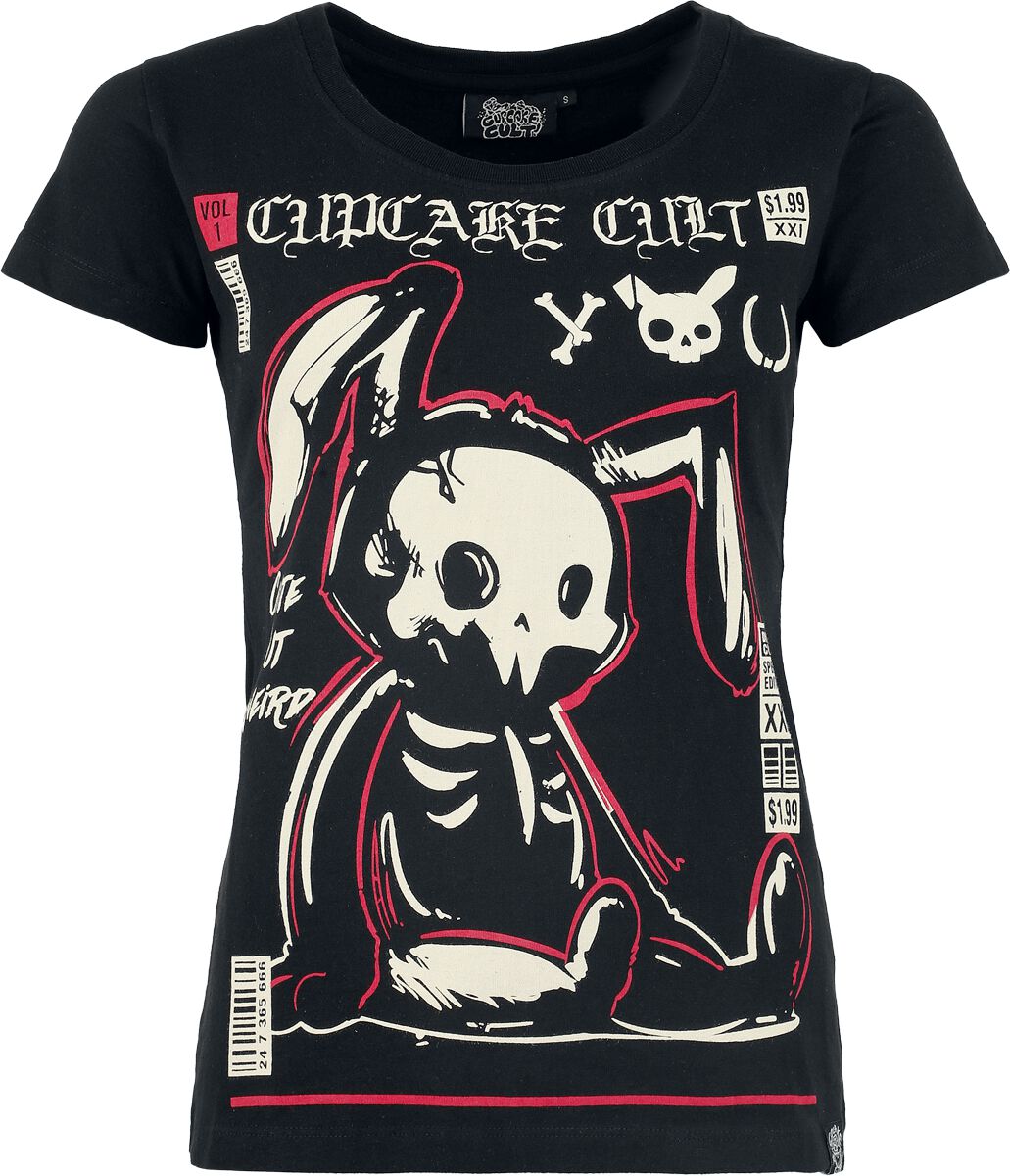 T-Shirt Manches courtes  de Cupcake Cult - Comic Bunny - T-Shirt - S à XXL - pour Femme - noir - Cupcake Cult