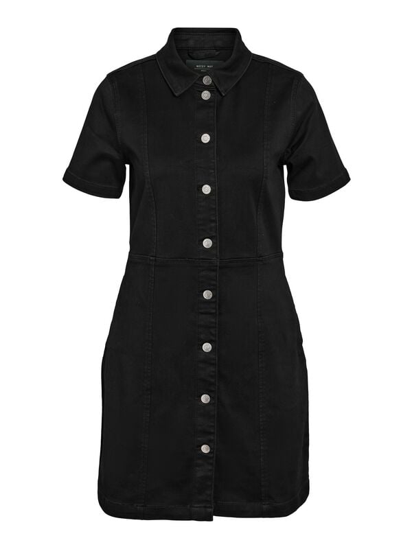 Robe courte  de Noisy May - NMNISA S/S SLIM DENIM DRESS VI526BL NOOS - XS à S - pour Femme - noir - Noisy May