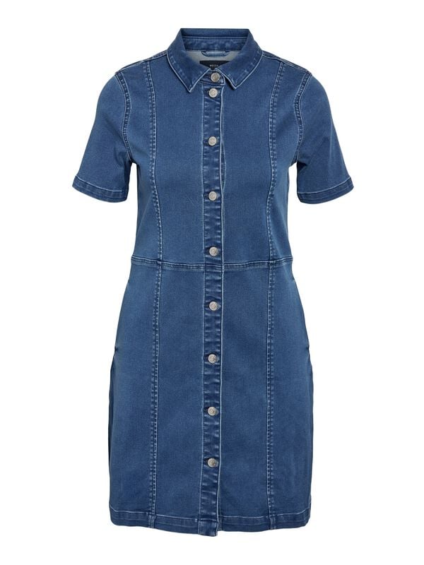 Robe courte  de Noisy May - NMNISA S/S SLIM DENIM DRESS VI526BL NOOS - XS à S - pour Femme - bleu - Noisy May