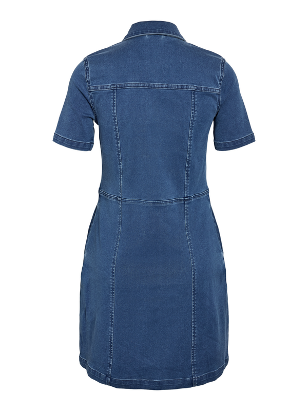 Robe courte  de Noisy May - NMNISA S/S SLIM DENIM DRESS VI526BL NOOS - XS à S - pour Femme - bleu - Noisy May - View 2