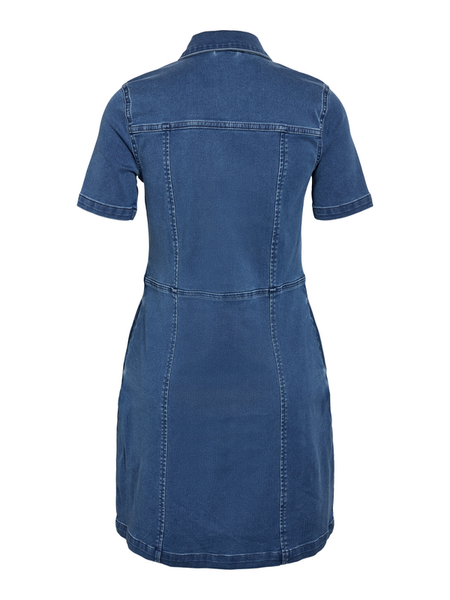 Robe courte  de Noisy May - NMNISA S/S SLIM DENIM DRESS VI526BL NOOS - XS à S - pour Femme - bleu - Noisy May - View 2