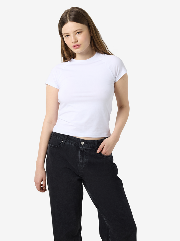 T-Shirt Manches courtes  de Noisy May - NMKatinka S/S Raglan Top FWD JRS NOOS - XS à XL - pour Femme - blanc - Noisy May - View 2