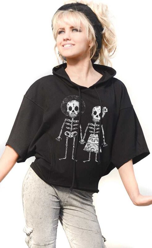 Sweat-shirt à capuche Gothic de Outer Vision - Skeleton Lovers - Sweat à Capuche - S à XXL - pour Femme - noir - Outer Vision