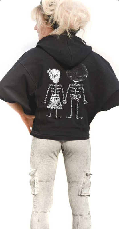 Sweat-shirt à capuche Gothic de Outer Vision - Skeleton Lovers - Sweat à Capuche - S à XXL - pour Femme - noir - Outer Vision - View 2