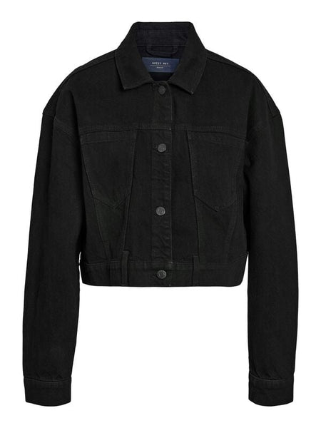 Veste en Jean  de Noisy May - NMRONJA L/S CROP DNM JACKET VI514BL NOOS - XS à L - pour Femme - noir - Noisy May