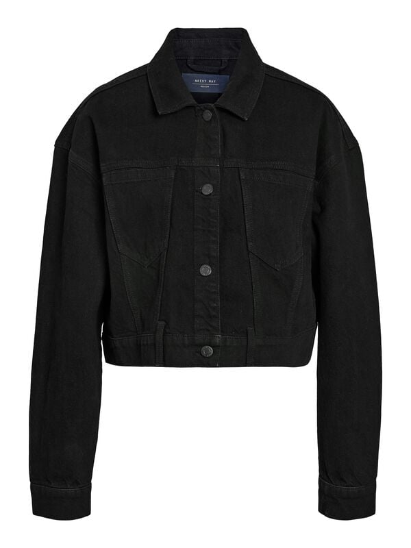 Veste en Jean  de Noisy May - NMRONJA L/S CROP DNM JACKET VI514BL NOOS - XS à S - pour Femme - noir - Noisy May