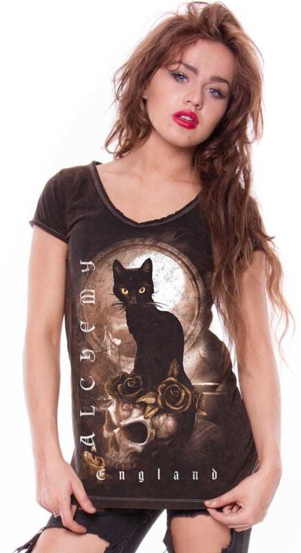 T-Shirt Manches courtes  de Alchemy England - Cat Ghost - T-Shirt - S à XXL - pour Femme - marron - Alchemy England