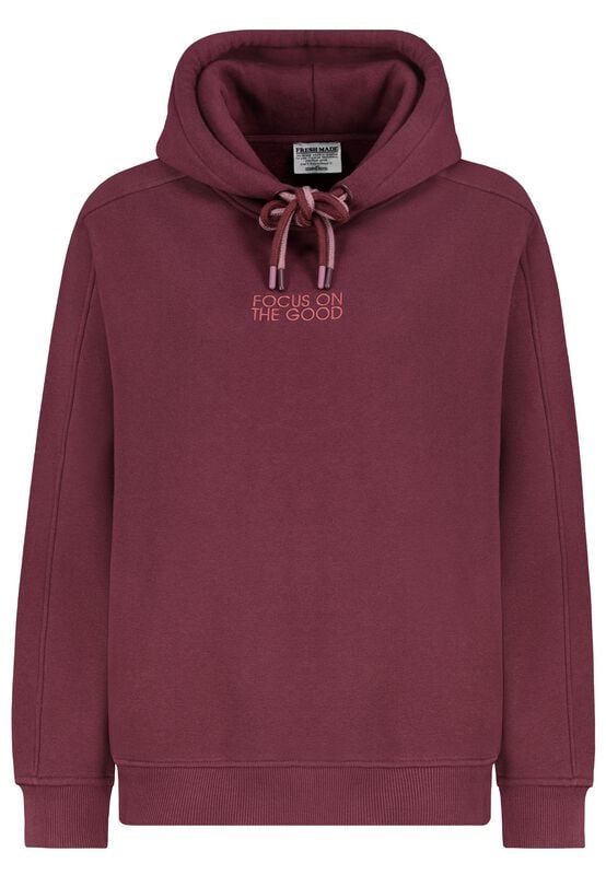 Sweat-shirt à capuche  de Fresh Made - BASIC HOODIE WITH EMBROIDERY - XS à XL - pour Femme - rouge - Fresh Made