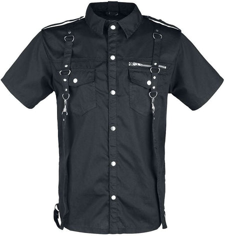 Chemise manches courtes Gothic de Vixxsin - ORSON - Chemise Noire Homme - S à XL - pour Homme - noir - Vixxsin