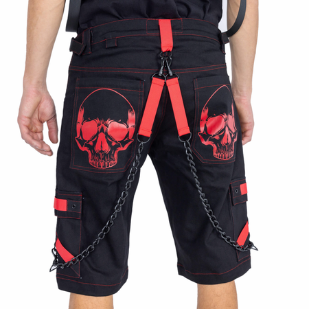 Short Gothic de Poizen Industries - MEMPHIS - Short Rouge & Noir Homme - 32 à 34 - pour Homme - noir/rouge - Poizen Industries - View 2