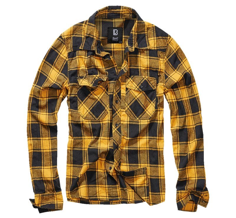 Chemise manches longues  de Brandit - Chemise À Carreaux - S à XL - pour Homme - noir/jaune - Brandit