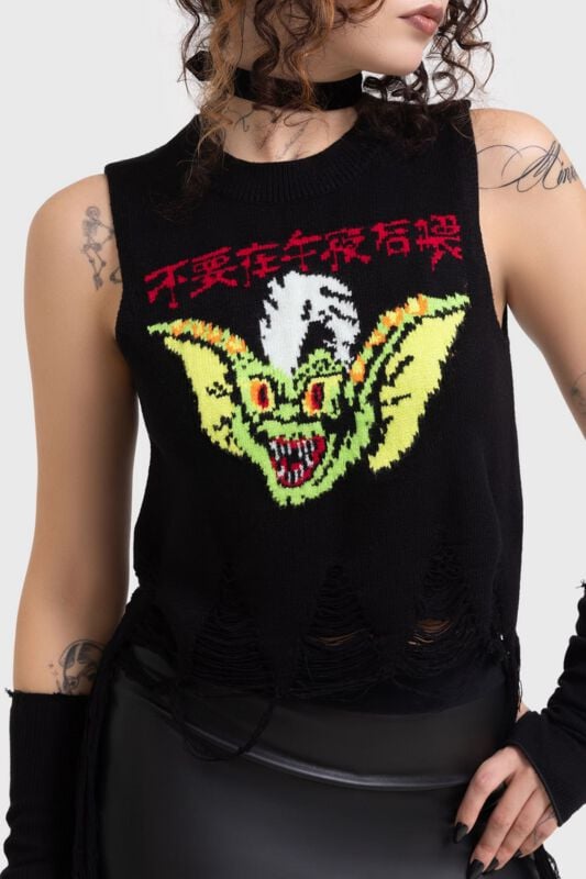 Top Gothic de Killstar - Gremlins - Débardeur Look Usé - XS à XXL - pour Femme - noir - Killstar