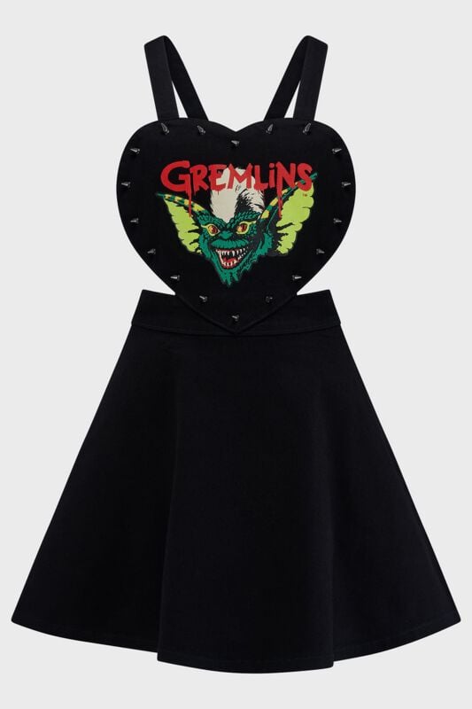 Robe courte Gothic de Killstar - Gremlins - Robe Salopette Rayée - XS à XXL - pour Femme - noir - Killstar