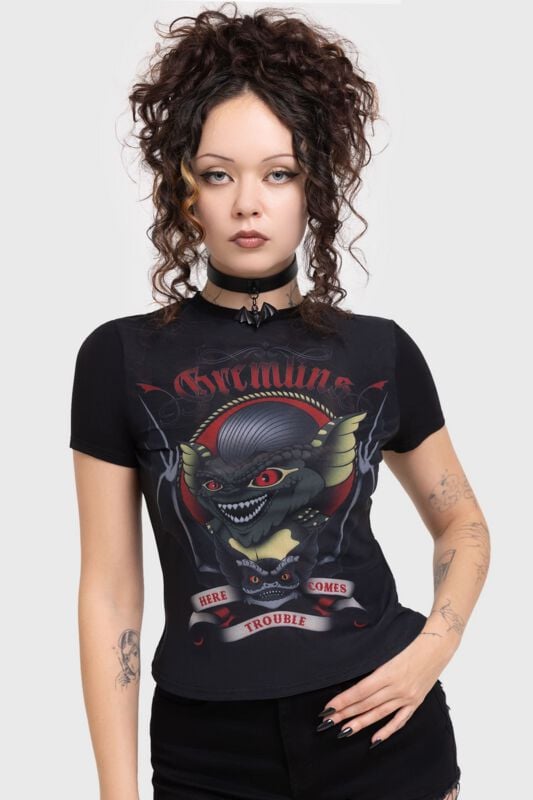 T-Shirt Manches courtes Gothic de Killstar - Gremlins - Here comes trouble - T-shirt - S à 3XL - pour Femme - noir - Killstar