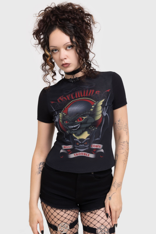 T-Shirt Manches courtes Gothic de Killstar - Gremlins - Here comes trouble - T-shirt - S à 3XL - pour Femme - noir - Killstar - View 2